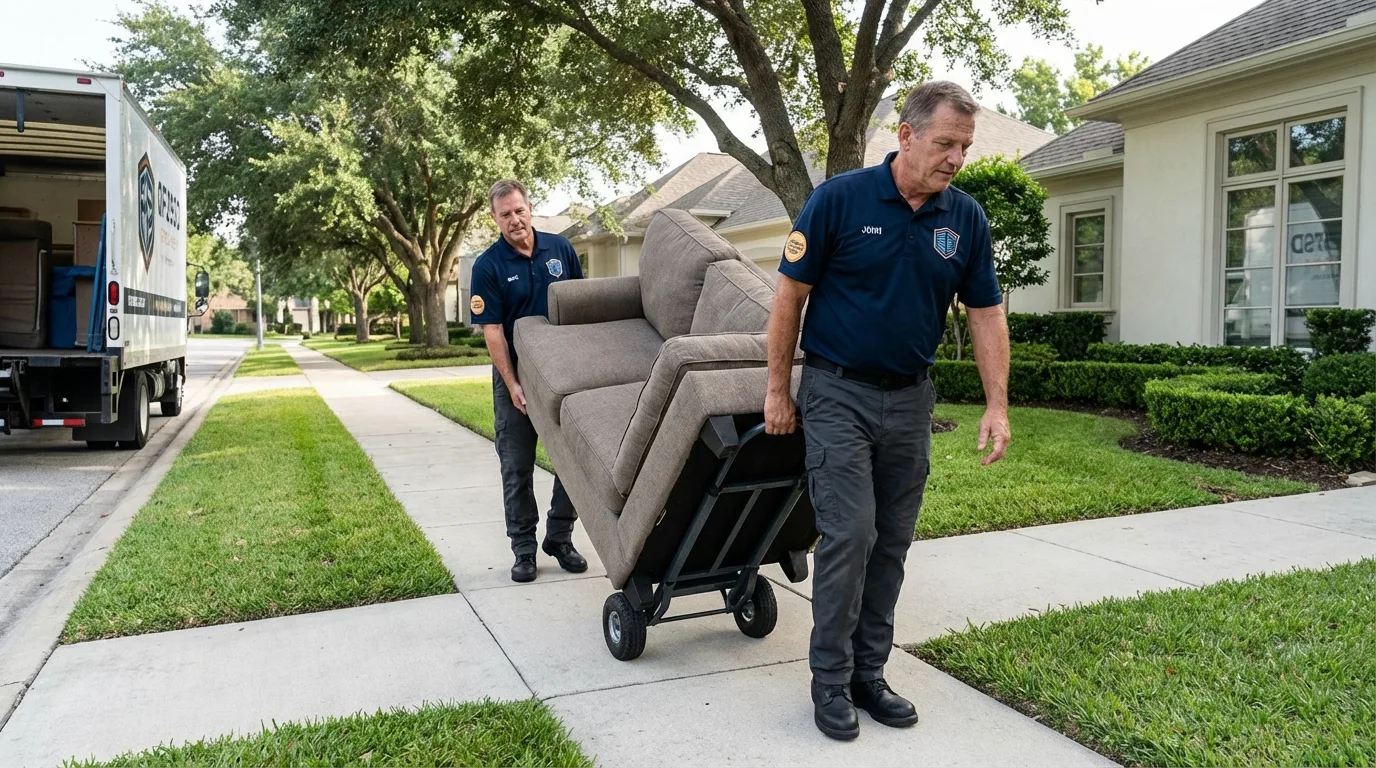 Local residential moving crew loading furniture in Tripoli, IA